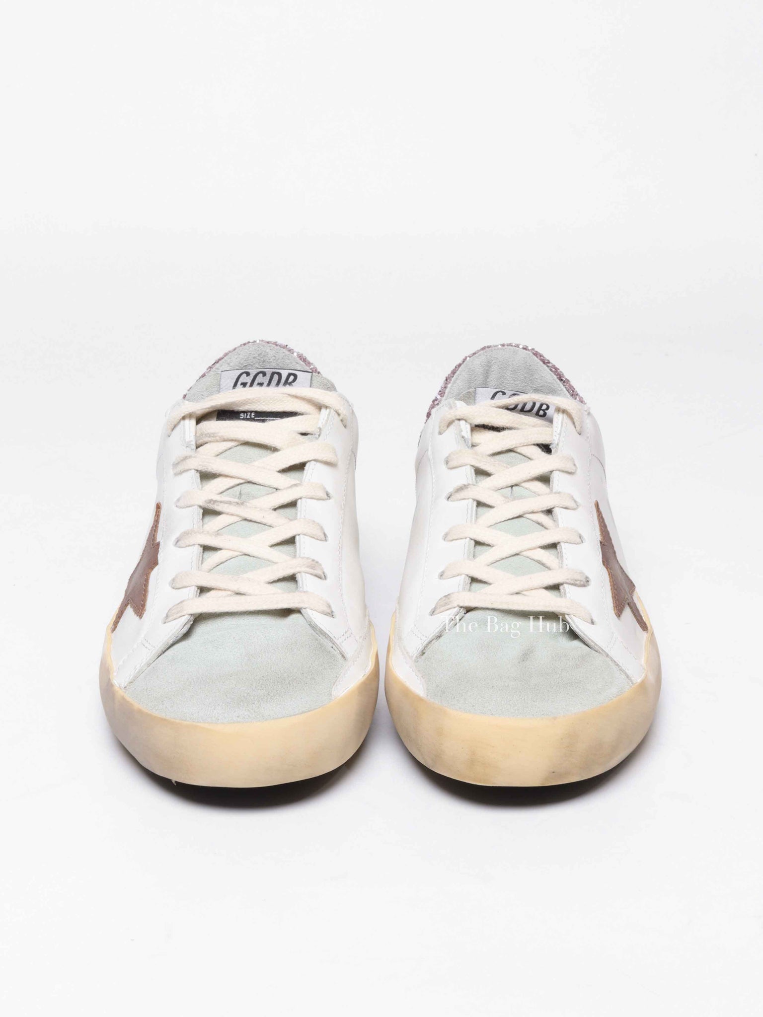 Golden Goose Tan/Pink Glitter Leather Super-Star Classic Sneakers Size 40