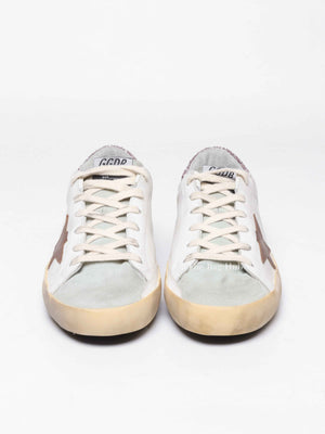Golden Goose Tan/Pink Glitter Leather Super-Star Classic Sneakers Size 40
