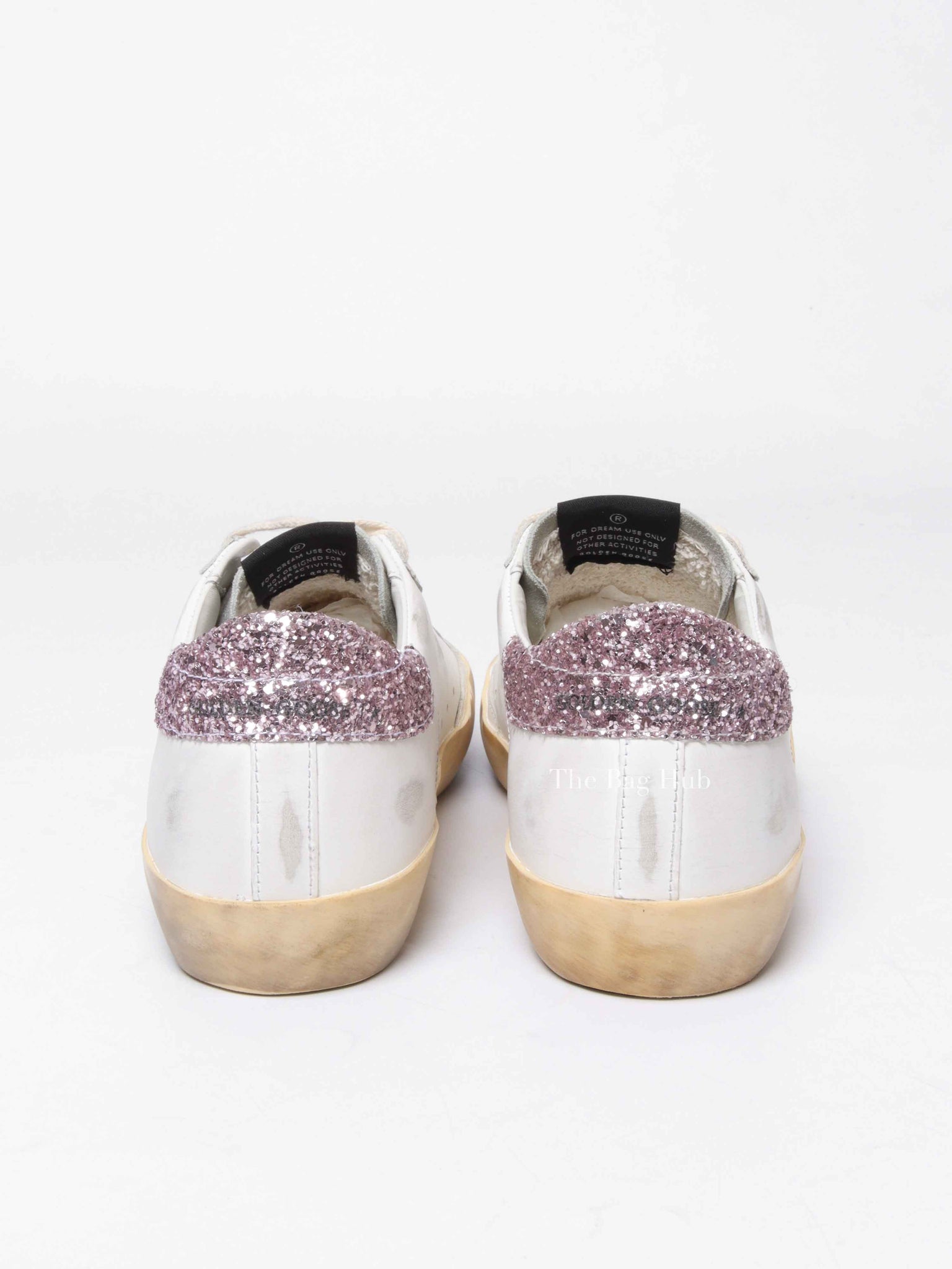 Golden Goose Tan/Pink Glitter Leather Super-Star Classic Sneakers Size 40