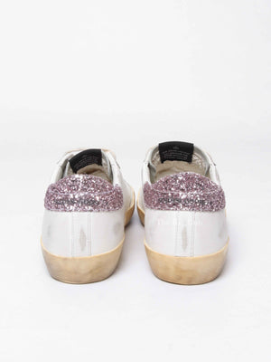 Golden Goose Tan/Pink Glitter Leather Super-Star Classic Sneakers Size 40