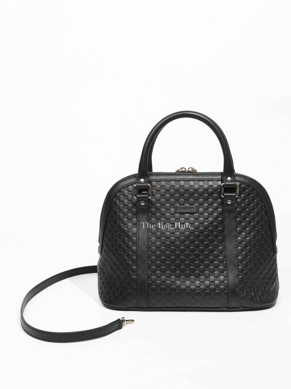 Gucci Black Leather Microguccissima Medium Dome Crossbody Bag