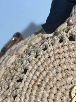 Saint Laurent Natural Raffia Round Crossbody Bag