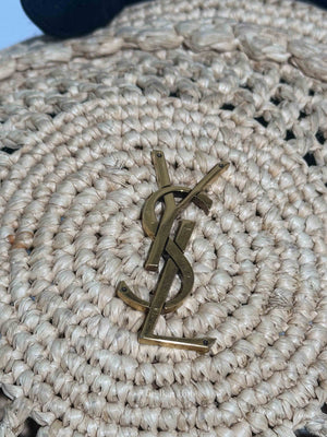 Saint Laurent Natural Raffia Round Crossbody Bag