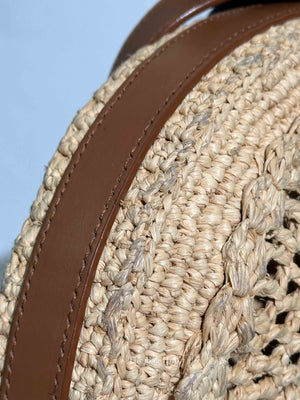 Saint Laurent Natural Raffia Round Crossbody Bag