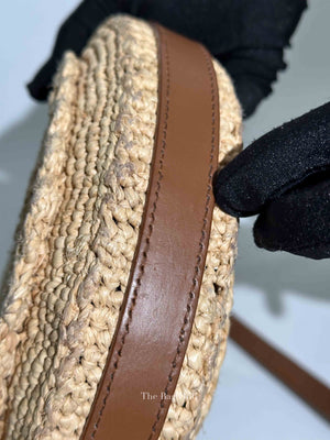 Saint Laurent Natural Raffia Round Crossbody Bag