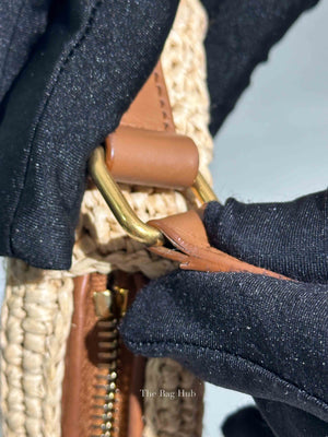 Saint Laurent Natural Raffia Round Crossbody Bag