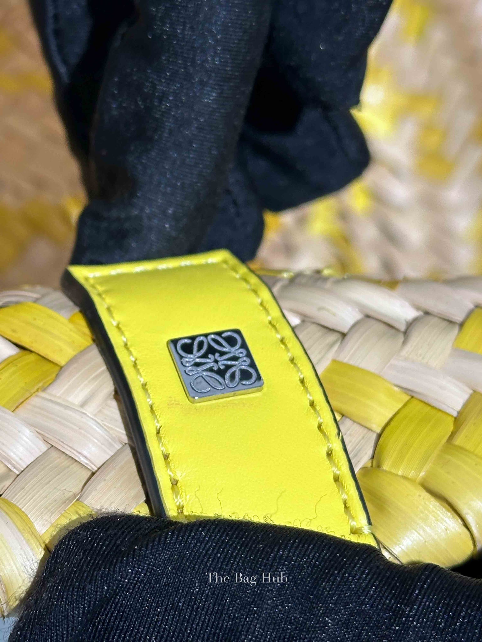Loewe x Paula's Ibiza Yellow/Natural Confetti Raffia Small Basket Bag