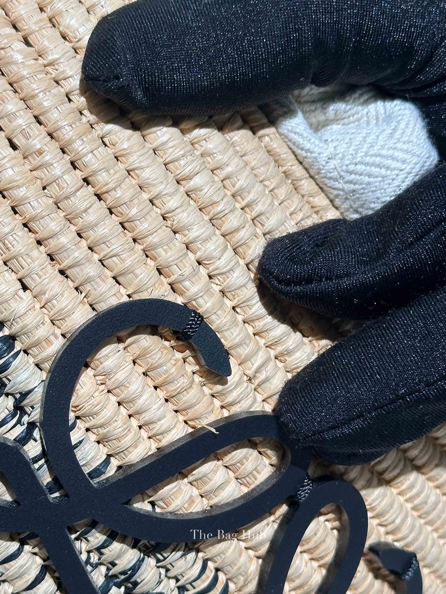 Loewe Black/Natural Raffia Beehive Basket Degrade Bag