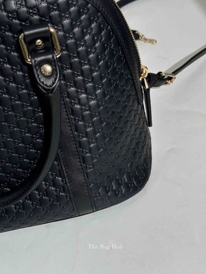 Gucci Black Leather Microguccissima Medium Dome Crossbody Bag
