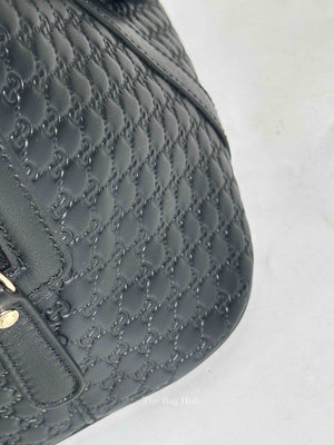 Gucci Black Leather Microguccissima Medium Dome Crossbody Bag