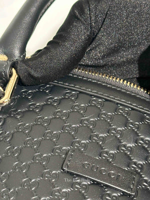 Gucci Black Leather Microguccissima Medium Dome Crossbody Bag