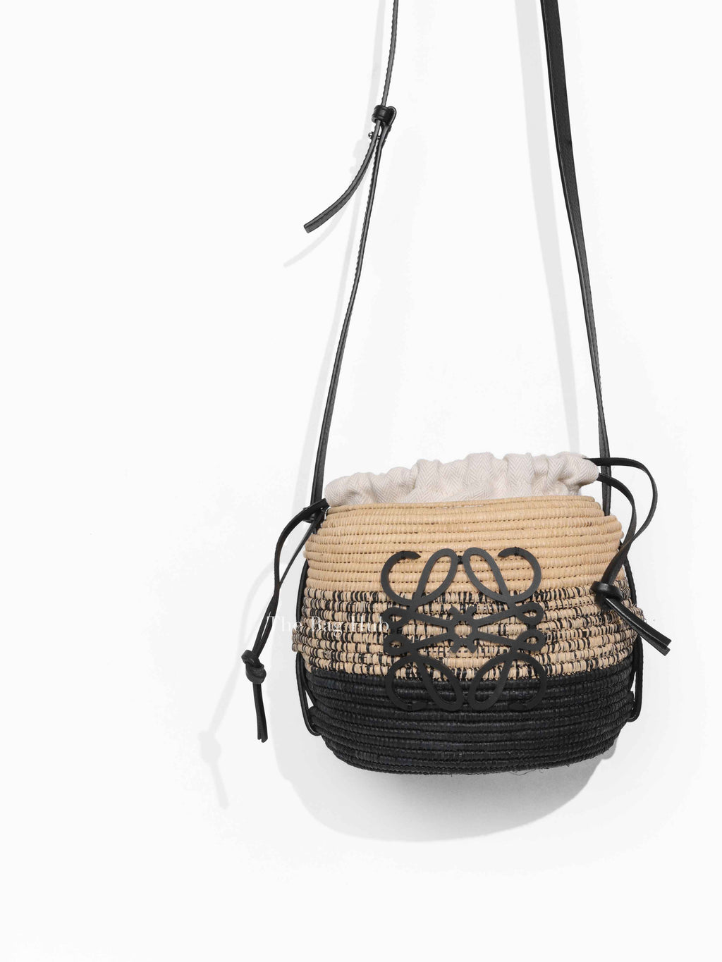Loewe Black/Natural Raffia Beehive Basket Degrade Bag