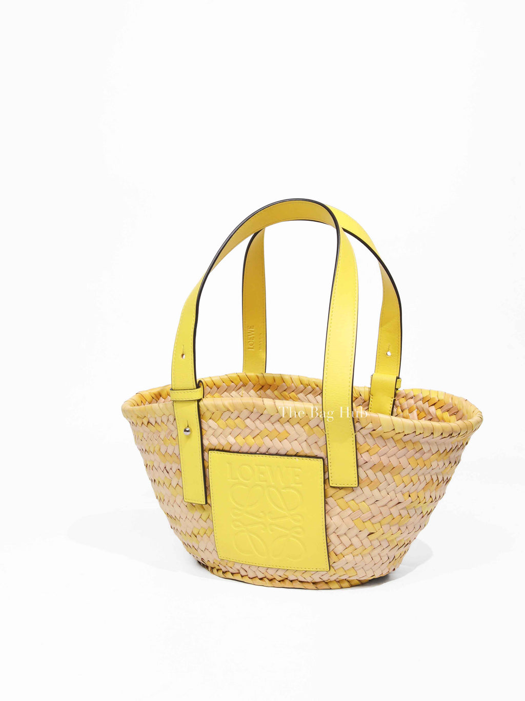 Loewe x Paula's Ibiza Yellow/Natural Confetti Raffia Small Basket Bag