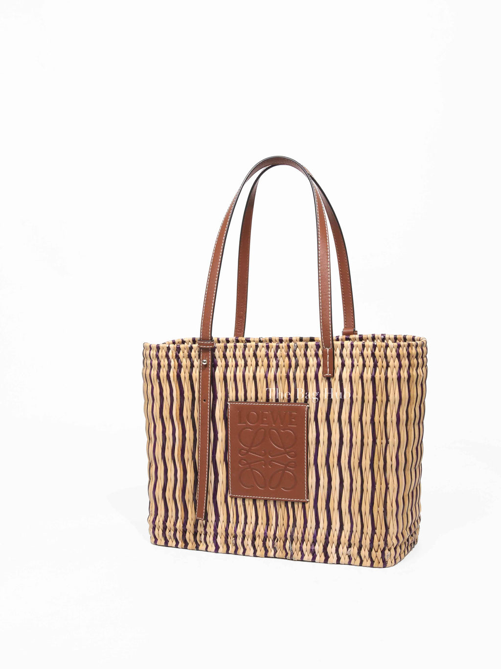 Loewe Tan/Natural Raffia Paula's Ibiza Reed Square Basket Tote Bag