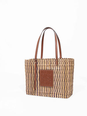 Loewe Tan/Natural Raffia Paula's Ibiza Reed Square Basket Tote Bag