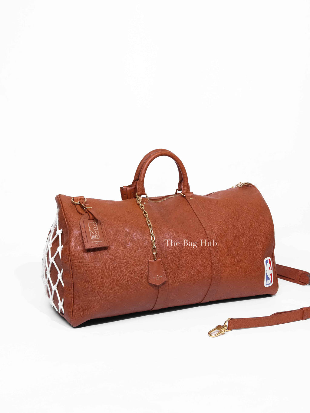 Louis Vuitton X NBA Ball Brown Grain Cowhide Monogram Embossed Keepall 55 Bag