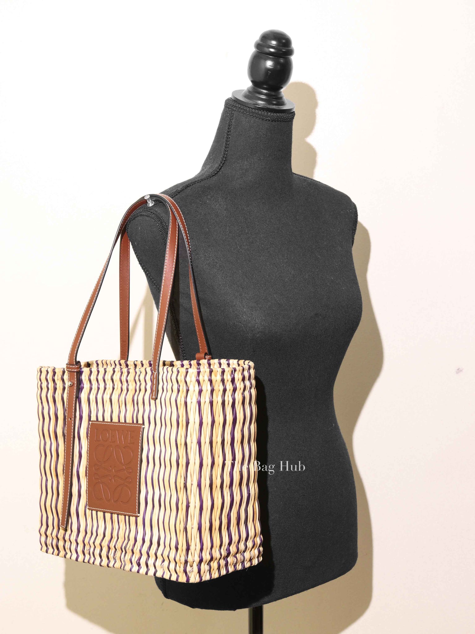 Loewe Tan/Natural Raffia Paula's Ibiza Reed Square Basket Tote Bag
