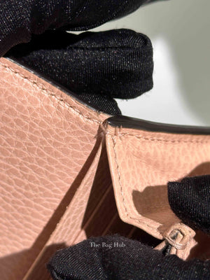 Gucci Pink Leather And Canvas GG Supreme Monogram GG Marmont Dollar Continental Wallet