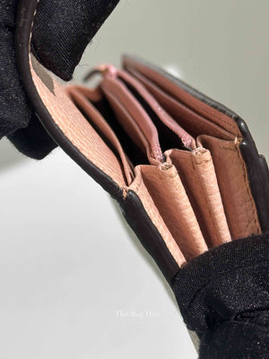 Gucci Pink Leather And Canvas GG Supreme Monogram GG Marmont Dollar Continental Wallet