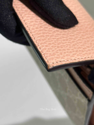 Gucci Pink Leather And Canvas GG Supreme Monogram GG Marmont Dollar Continental Wallet