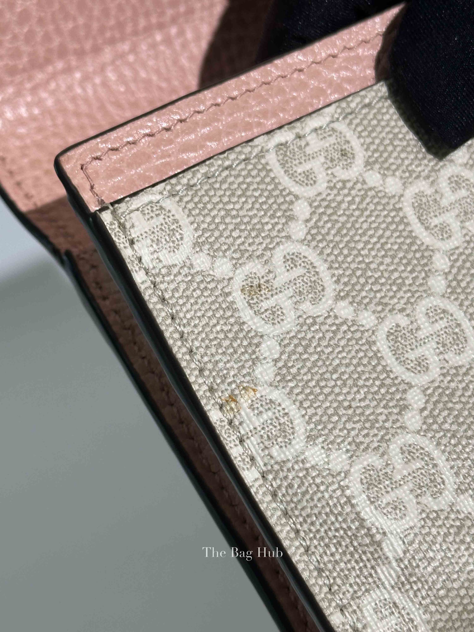 Gucci Pink Leather And Canvas GG Supreme Monogram GG Marmont Dollar Continental Wallet