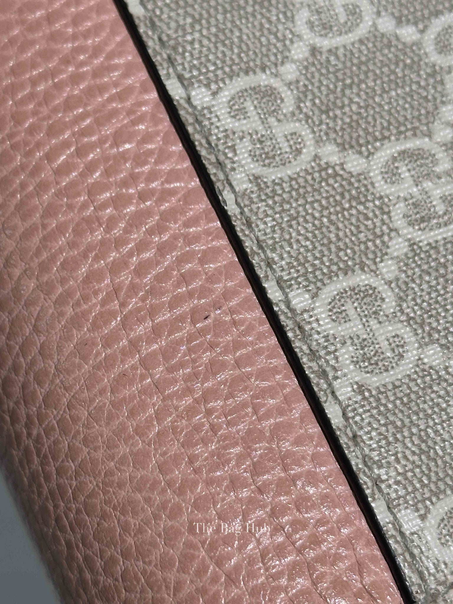 Gucci Pink Leather And Canvas GG Supreme Monogram GG Marmont Dollar Continental Wallet