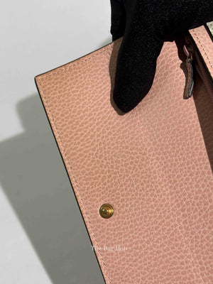 Gucci Pink Leather And Canvas GG Supreme Monogram GG Marmont Dollar Continental Wallet