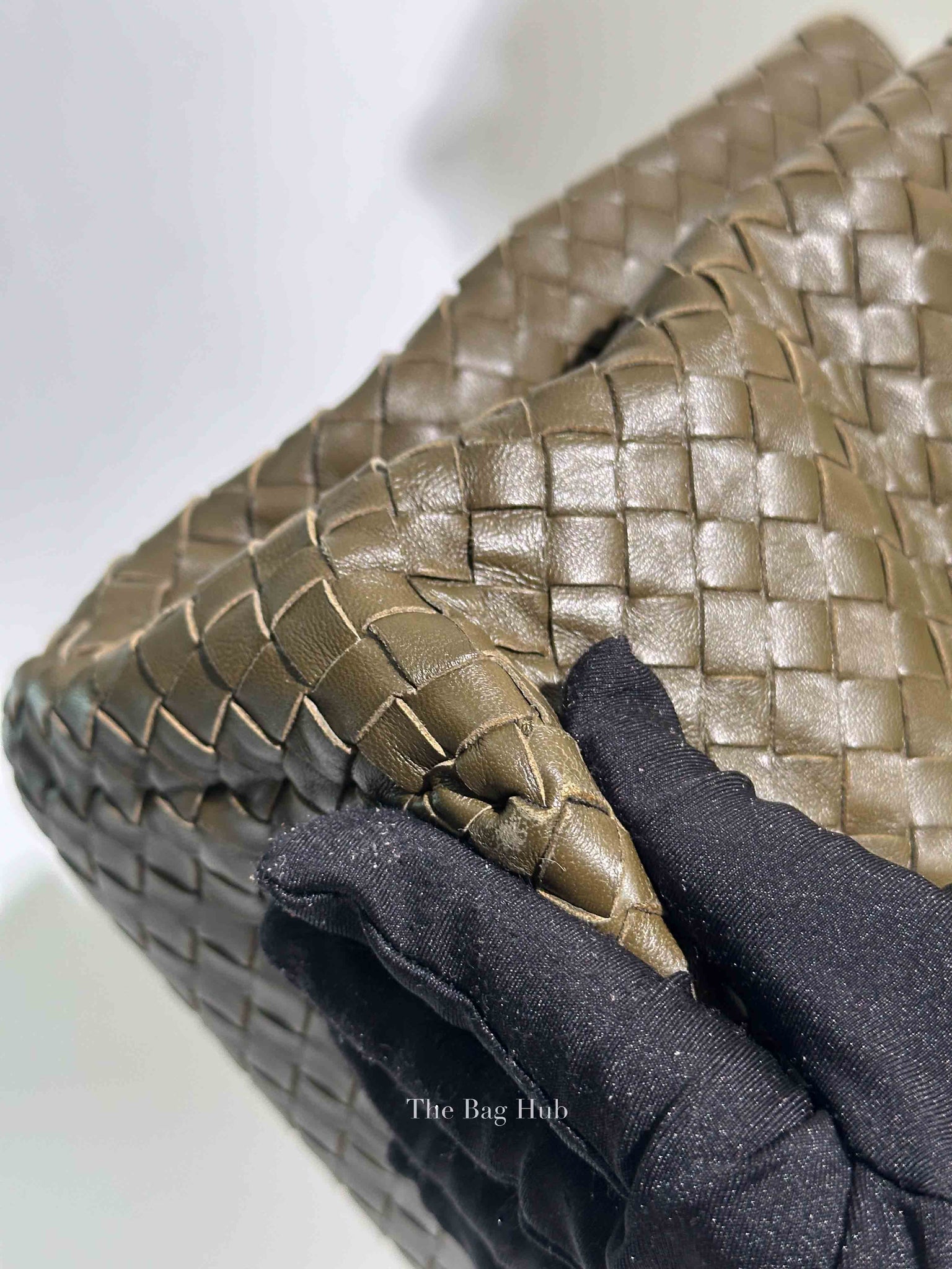 Bottega Veneta Green Intrecciato Leather Chain Tote Bag
