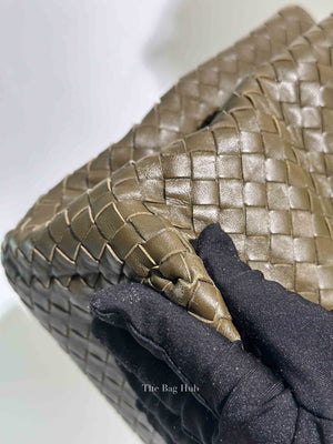 Bottega Veneta Green Intrecciato Leather Chain Tote Bag