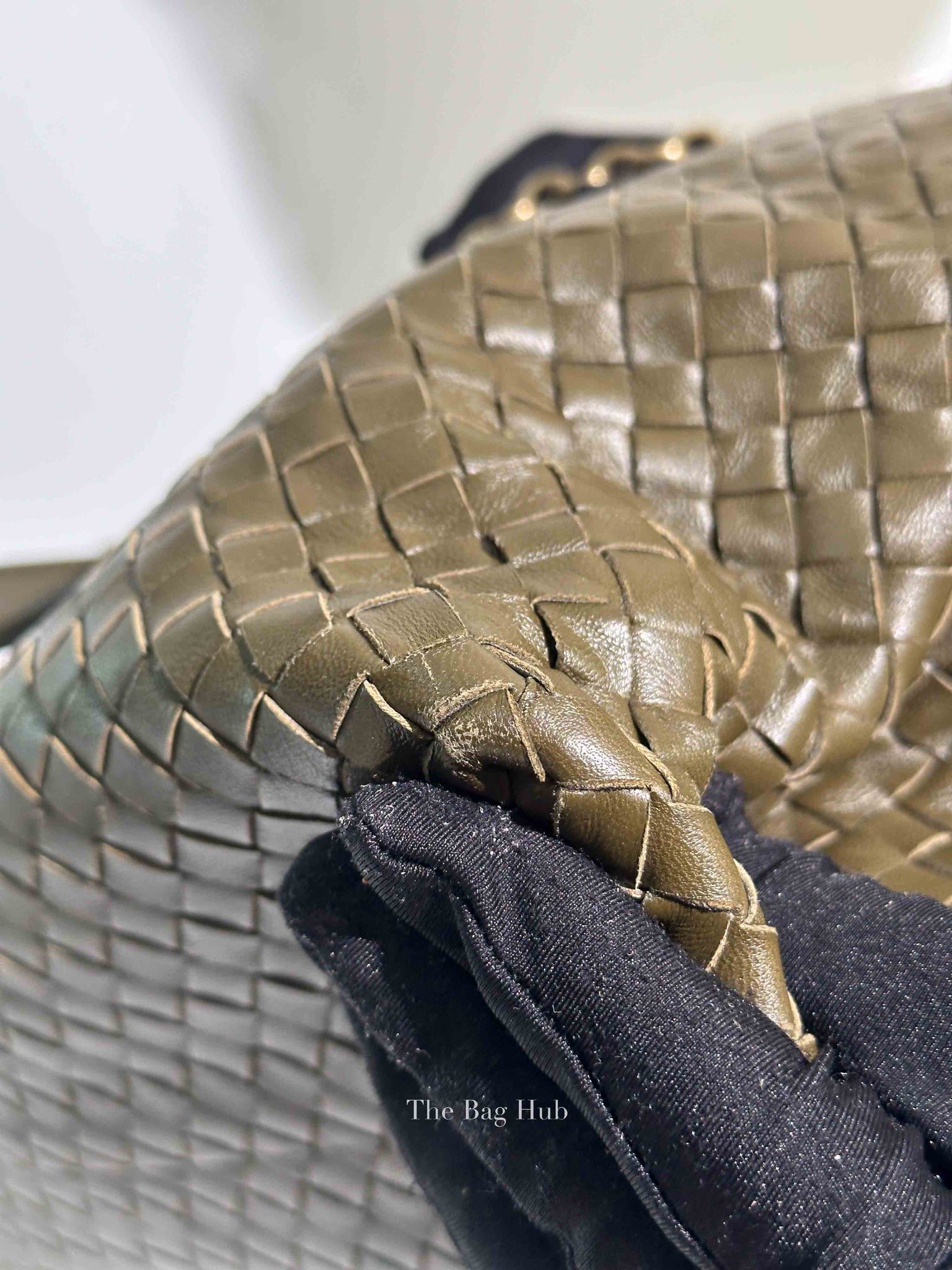 Bottega Veneta Green Intrecciato Leather Chain Tote Bag