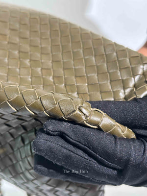 Bottega Veneta Green Intrecciato Leather Chain Tote Bag
