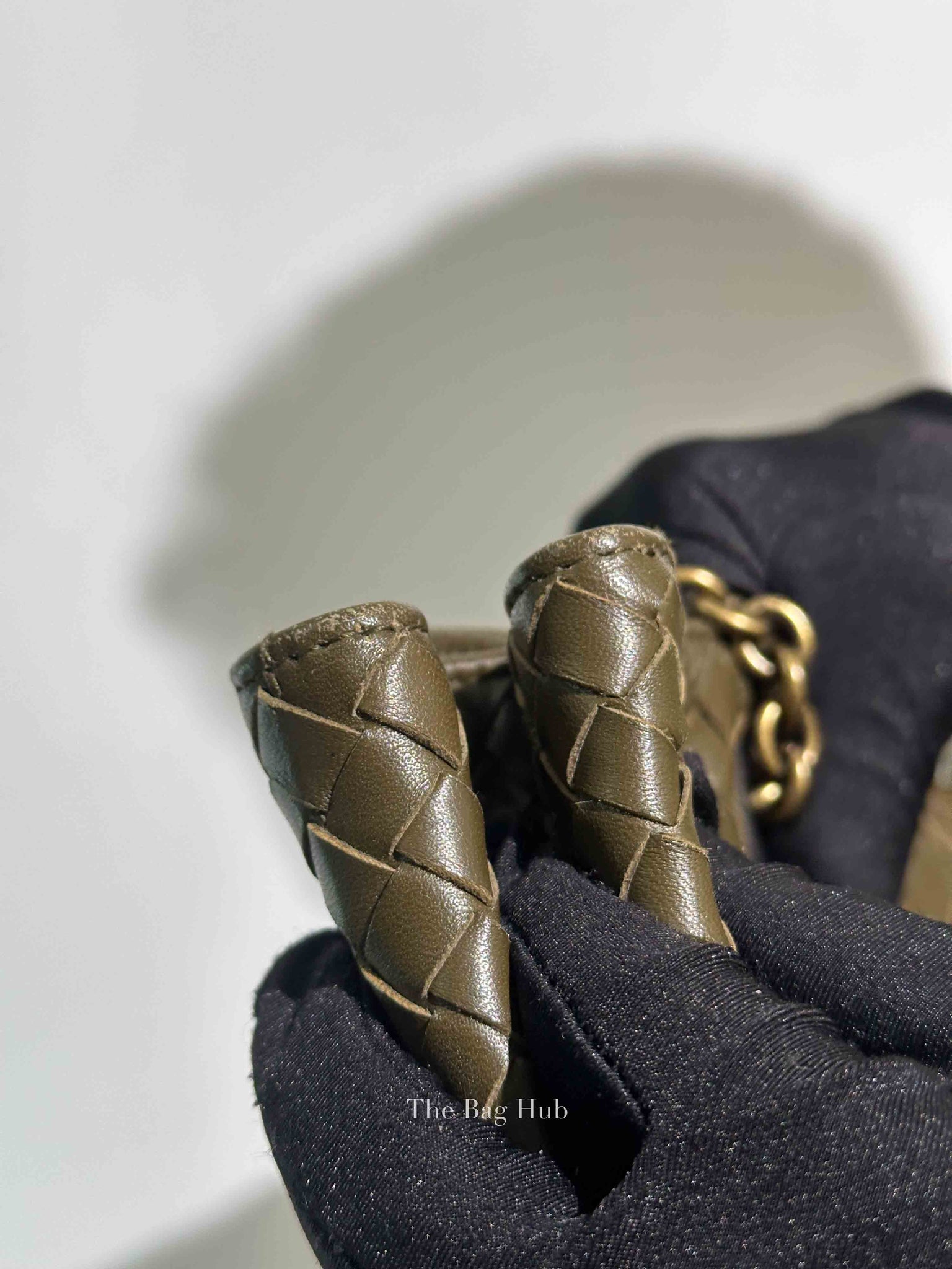 Bottega Veneta Green Intrecciato Leather Chain Tote Bag