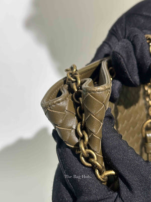 Bottega Veneta Green Intrecciato Leather Chain Tote Bag