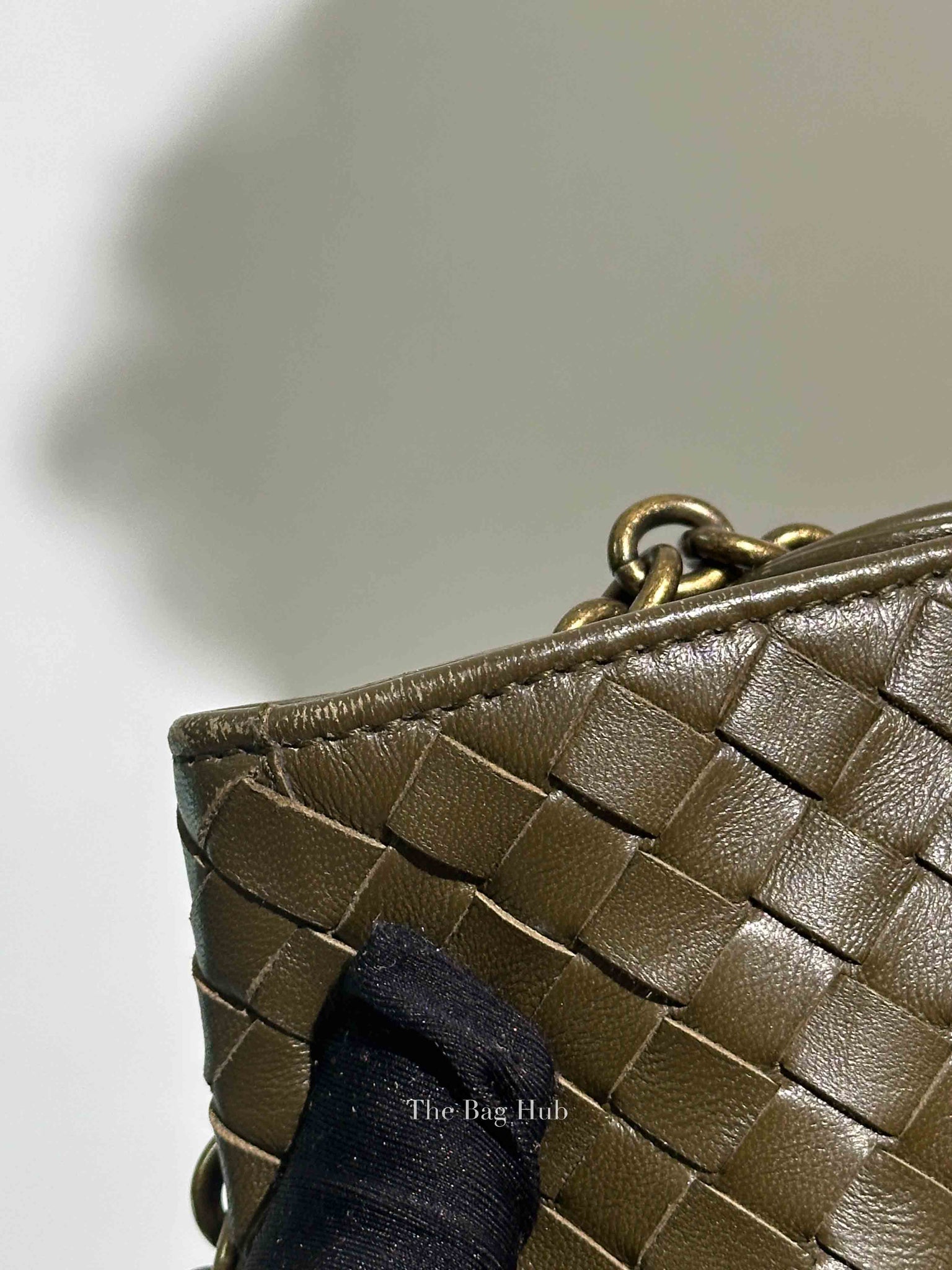 Bottega Veneta Green Intrecciato Leather Chain Tote Bag