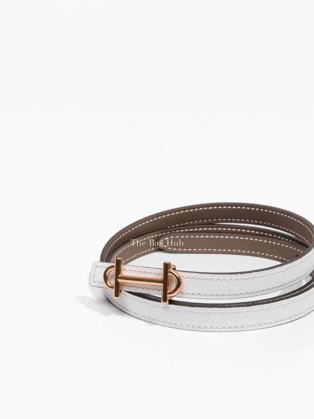 Hermes Blanc/Etoupe Gamma Belt Buckle & Reversible Leather Strap 13mm Size 85