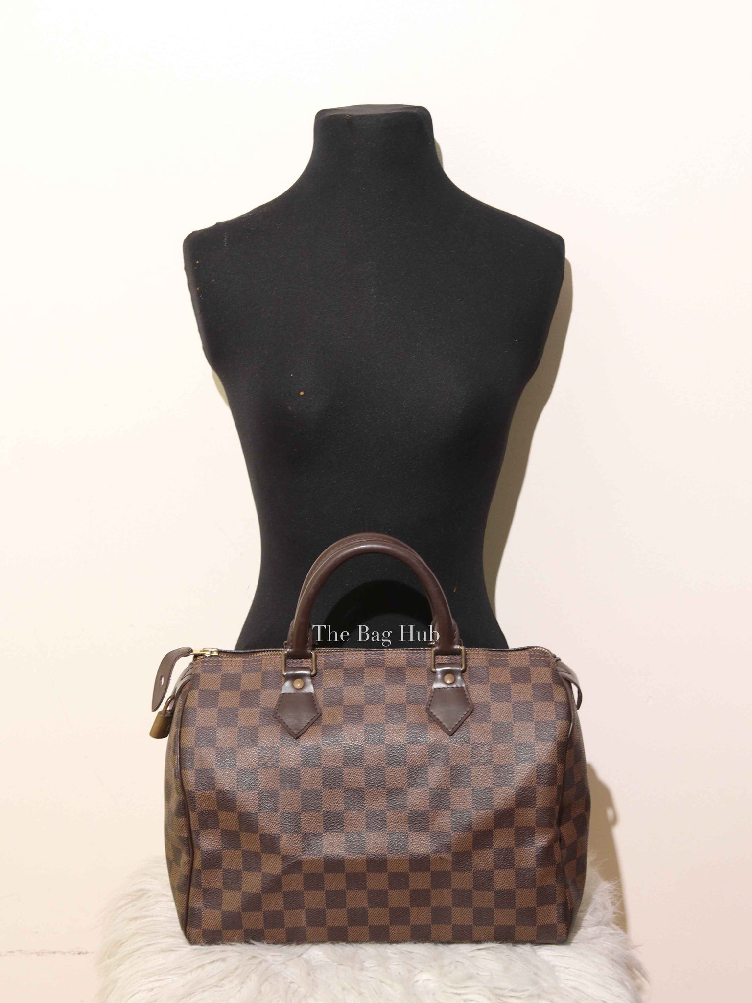 Louis Vuitton Damier Ebene Canvas Speedy 30 Handbag