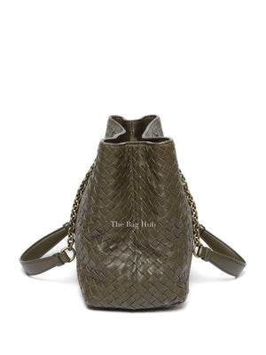 Bottega Veneta Green Intrecciato Leather Chain Tote Bag