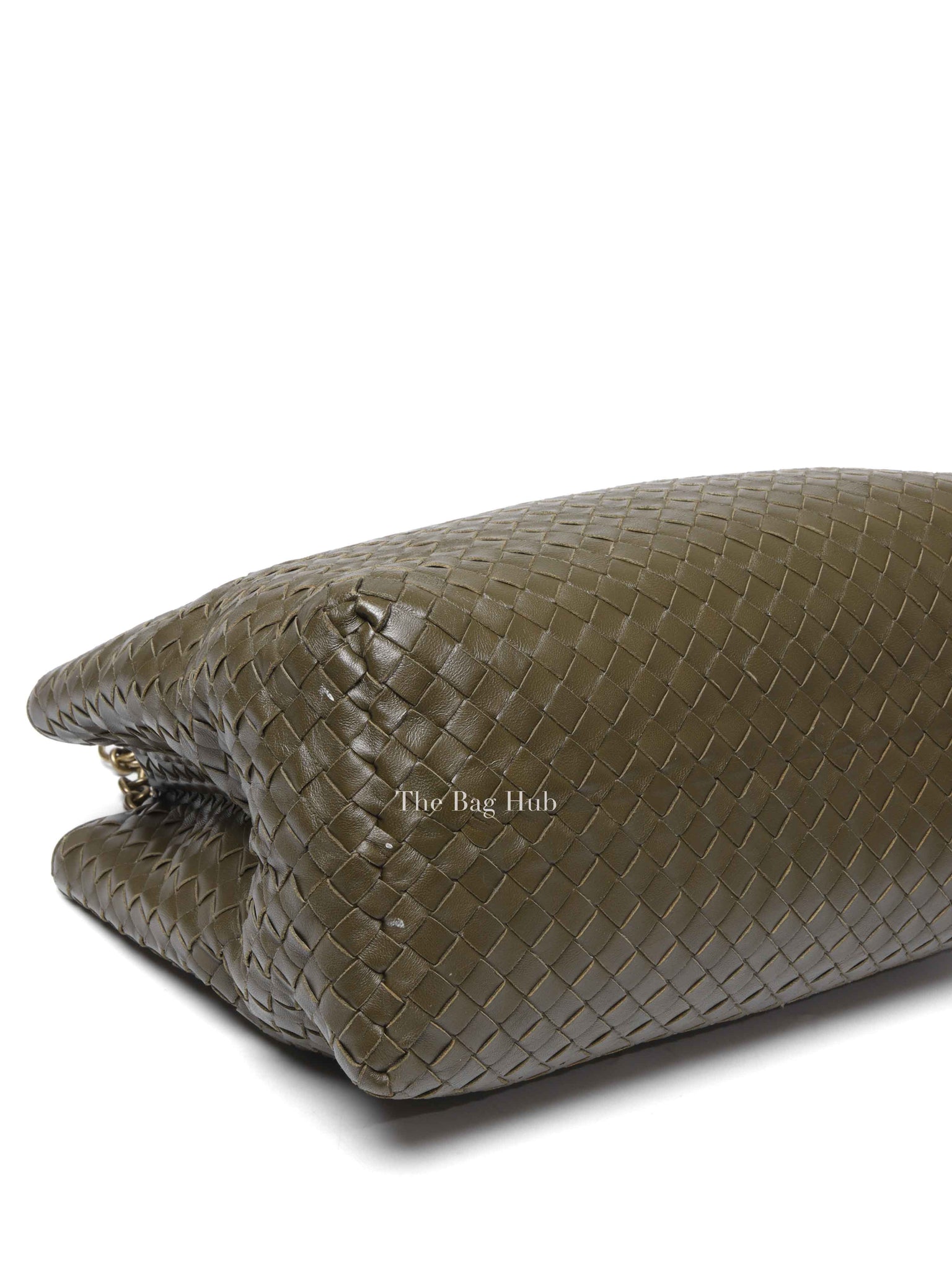 Bottega Veneta Green Intrecciato Leather Chain Tote Bag