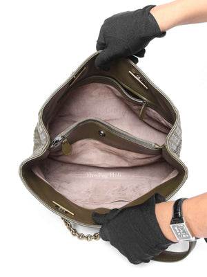 Bottega Veneta Green Intrecciato Leather Chain Tote Bag