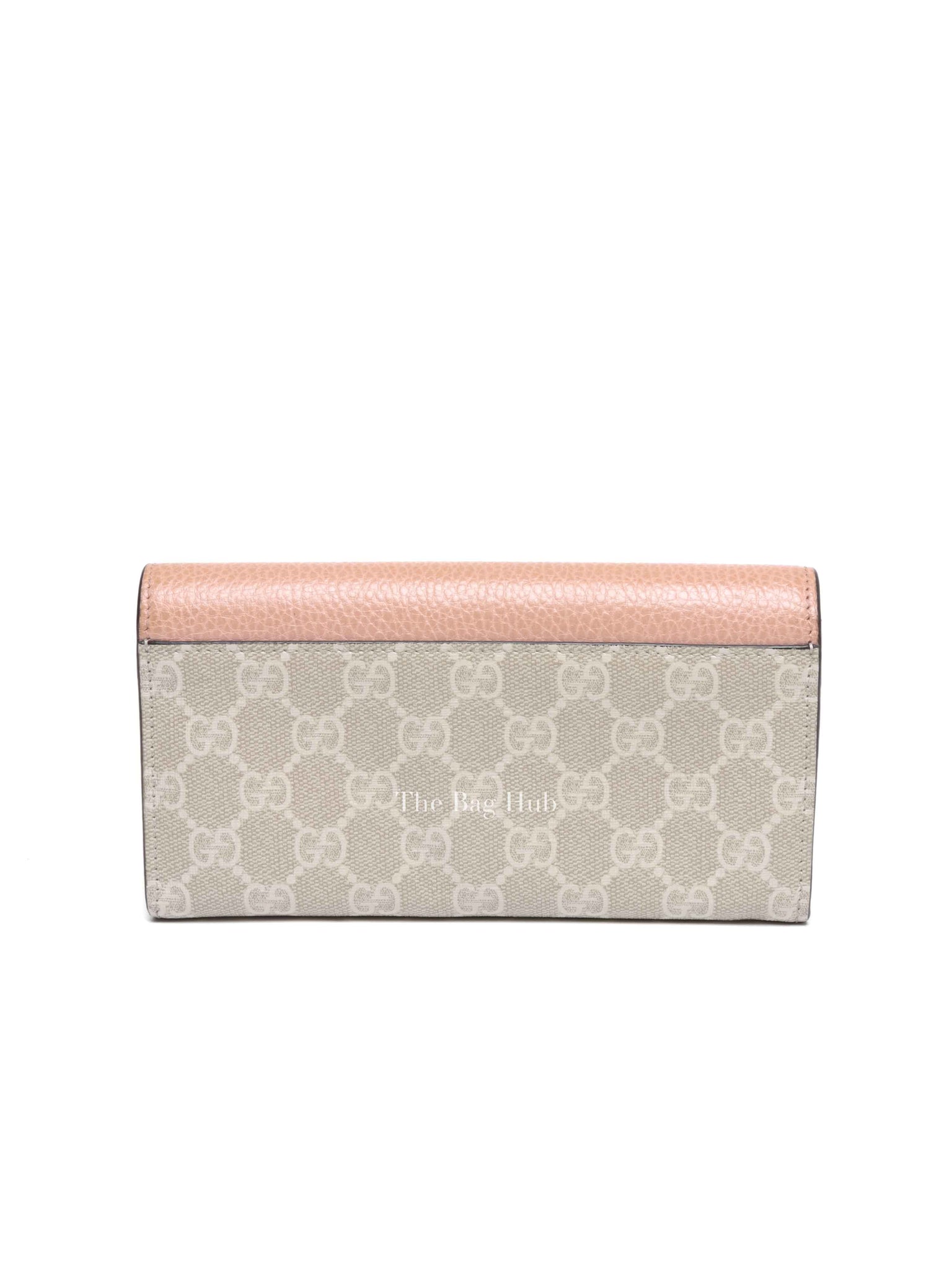 Gucci Pink Leather And Canvas GG Supreme Monogram GG Marmont Dollar Continental Wallet