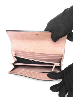 Gucci Pink Leather And Canvas GG Supreme Monogram GG Marmont Dollar Continental Wallet