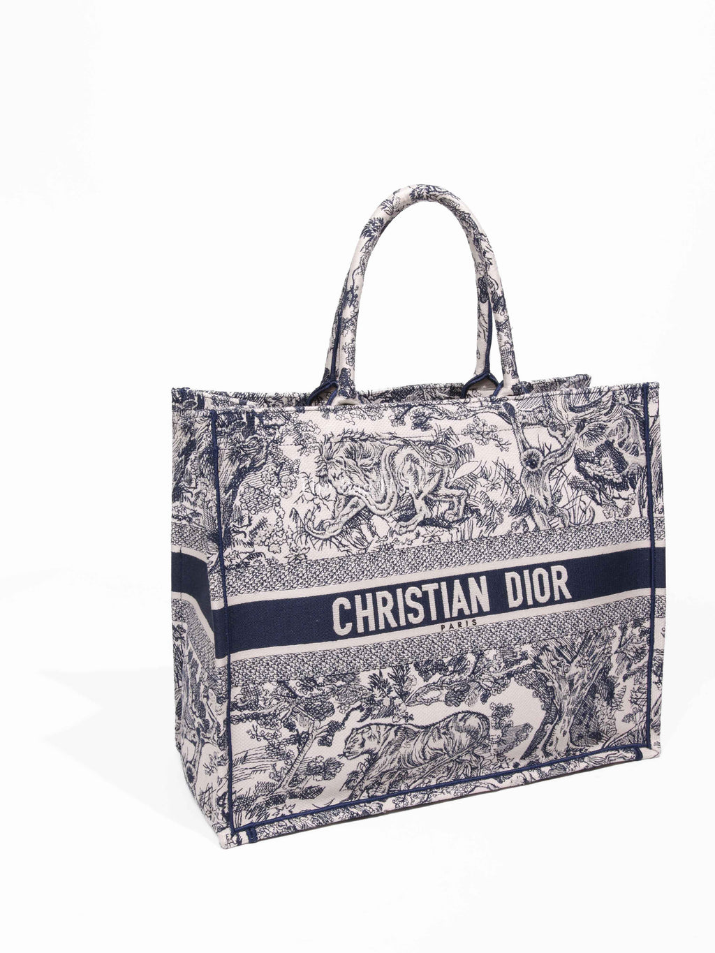 Dior Blue Canvas Embroidered Large Dioriviera Toile De Jouy Book Tote