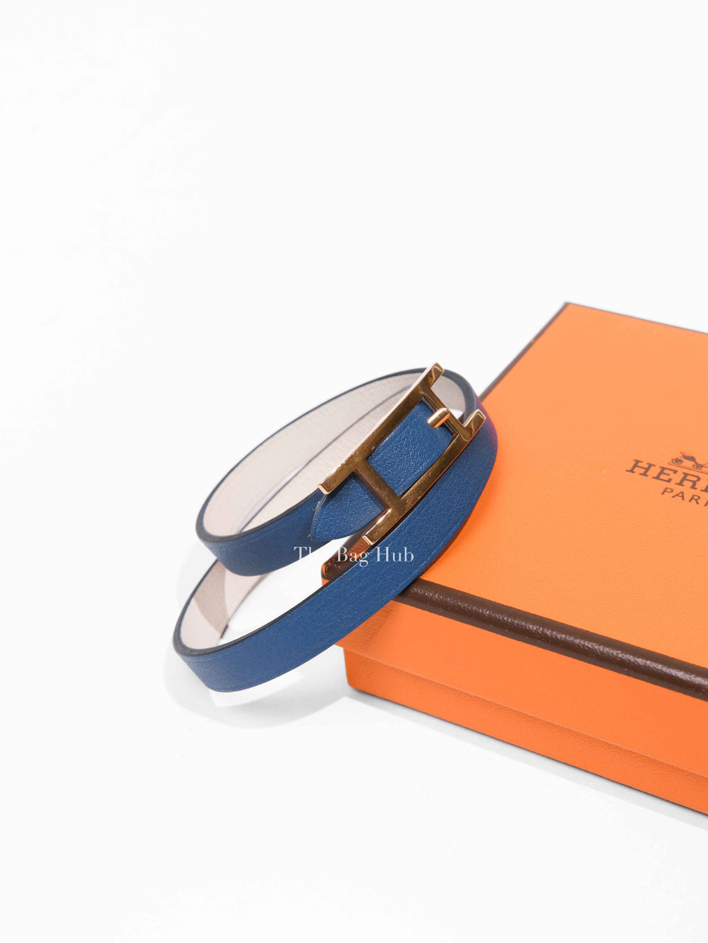 Hermes Belu Encre White Swift Behapi Double Tour Bracelet