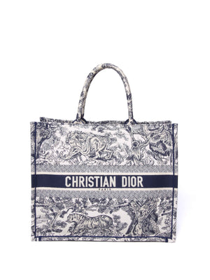 Dior Blue Canvas Embroidered Large Dioriviera Toile De Jouy Book Tote