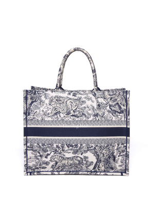 Dior Blue Canvas Embroidered Large Dioriviera Toile De Jouy Book Tote