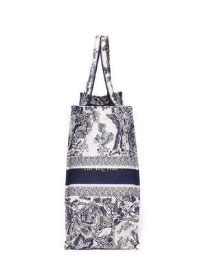 Dior Blue Canvas Embroidered Large Dioriviera Toile De Jouy Book Tote