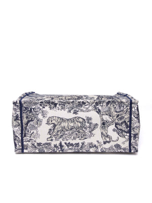 Dior Blue Canvas Embroidered Large Dioriviera Toile De Jouy Book Tote