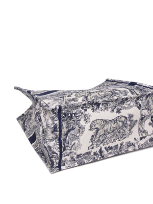 Dior Blue Canvas Embroidered Large Dioriviera Toile De Jouy Book Tote