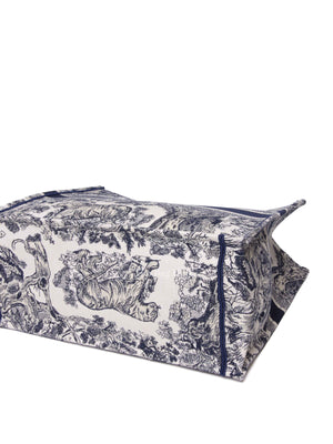 Dior Blue Canvas Embroidered Large Dioriviera Toile De Jouy Book Tote