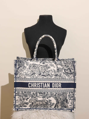 Dior Blue Canvas Embroidered Large Dioriviera Toile De Jouy Book Tote